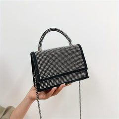 Rhinestone Decor Square Satchel Bag For Party