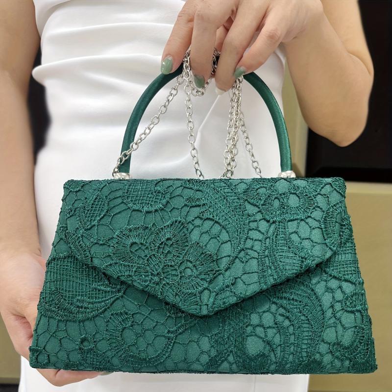 Floral Lace Evening Handbags Embroidery Clutch Purse Wedding Bag