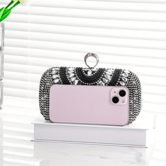 Elegant Glitter Rhinestone Clutch Metal Chain Evening Bag
