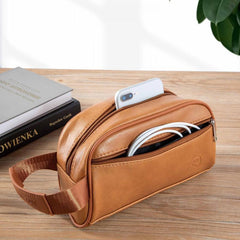 Portable Makeup Bag Faux Leather Hand Storage & Travel Essential