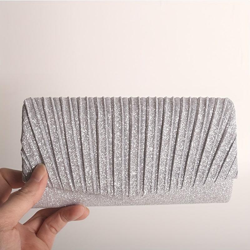 Glitter Clutch Evening Bag With Chain Strap for Party Wedding