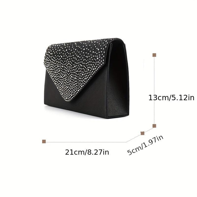 Rhinestone Decor Clutch Bag Evening Bag For Party Women's Flap Banquet Bag