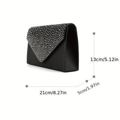Rhinestone Decor Clutch Bag Evening Bag For Party Women's Flap Banquet Bag