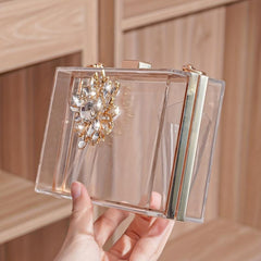 Square Evening Bag Rhinestone Decor Wedding Bag