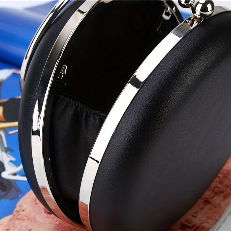 Metal Chain Clutch Bag Textured Frame Elegant Evening Bag