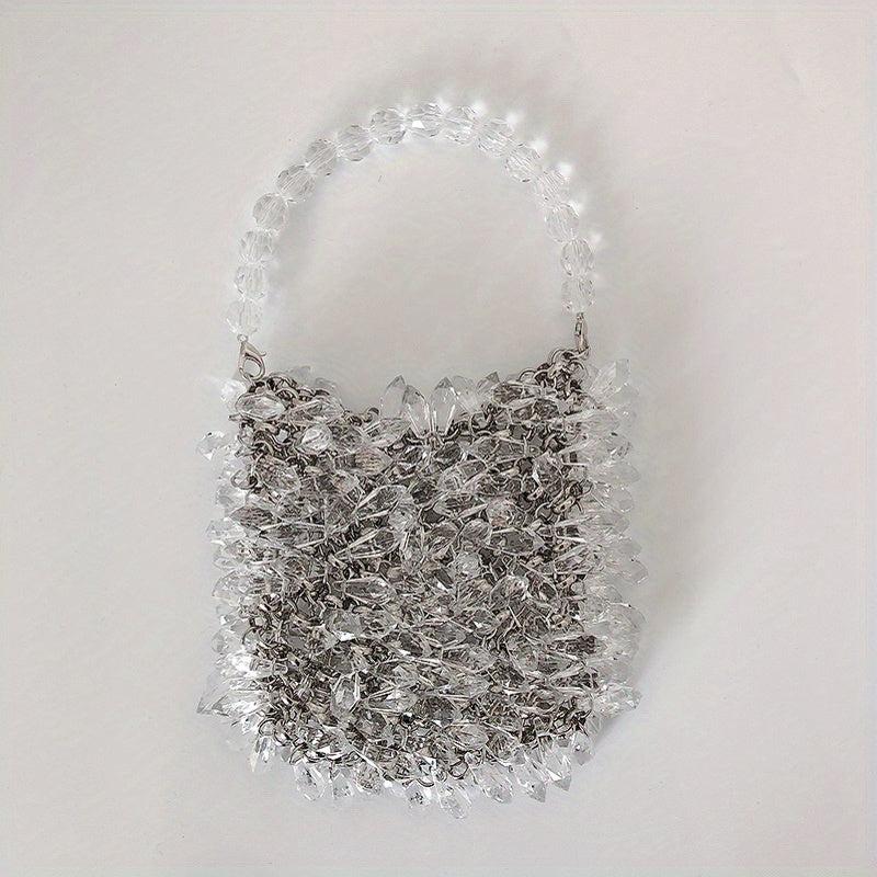Crystal Braided Handbag Acrylic Beads Cocktail Party Clutch Bag