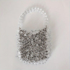 Crystal Braided Handbag Acrylic Beads Cocktail Party Clutch Bag