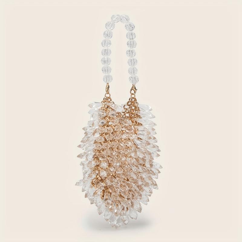Crystal Braided Handbag Acrylic Beads Cocktail Party Clutch Bag