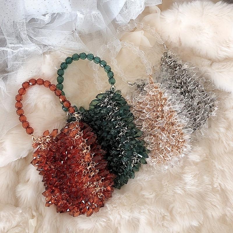 Crystal Braided Handbag Acrylic Beads Cocktail Party Clutch Bag