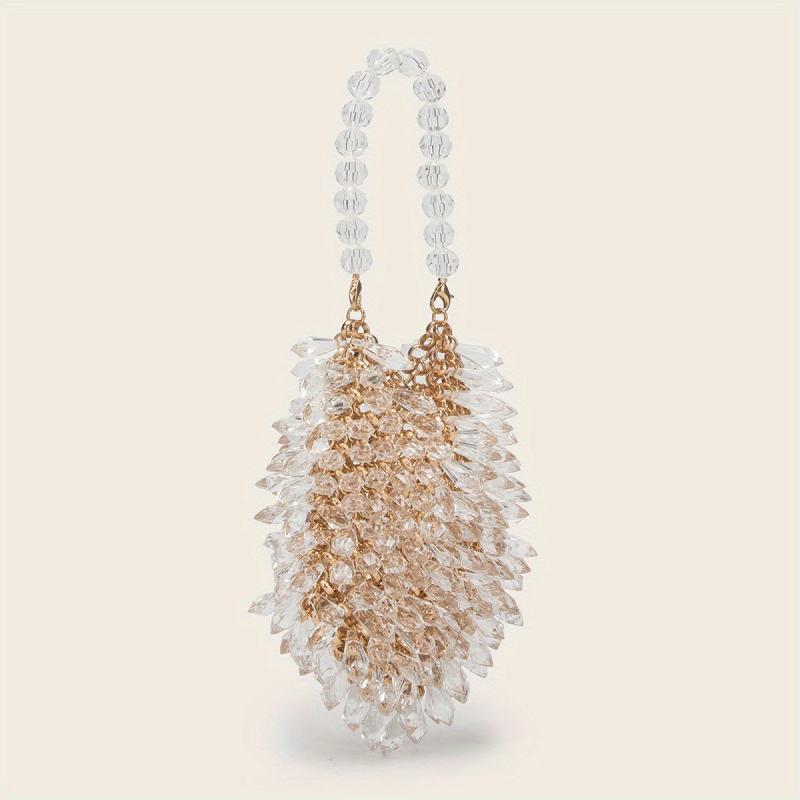 Crystal Braided Handbag Acrylic Beads Cocktail Party Clutch Bag