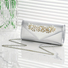Rhinestone Glitter Envelope Chain Clutch Elegant Sparkly Prom Evening Bag