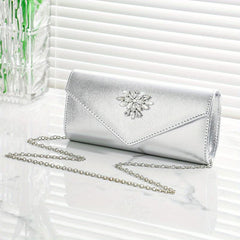 Rhinestone Glitter Envelope Chain Clutch Elegant Sparkly Prom Evening Bag