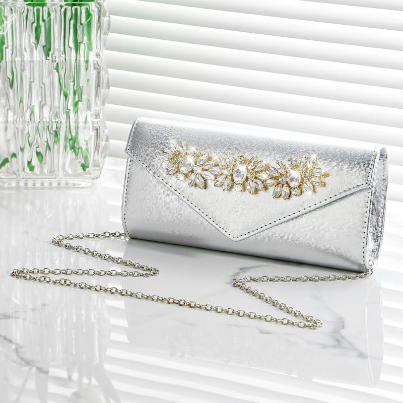 Rhinestone Glitter Envelope Chain Clutch Elegant Sparkly Prom Evening Bag