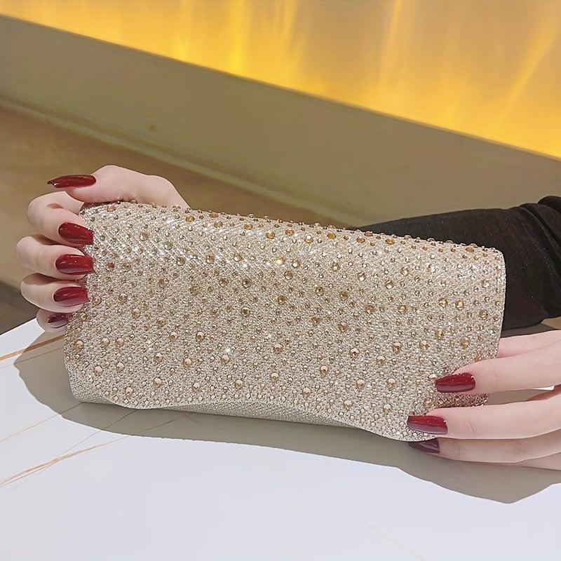 Rhinestone Decor Evening Bag Envelope Clutch Purse for Party Prom
