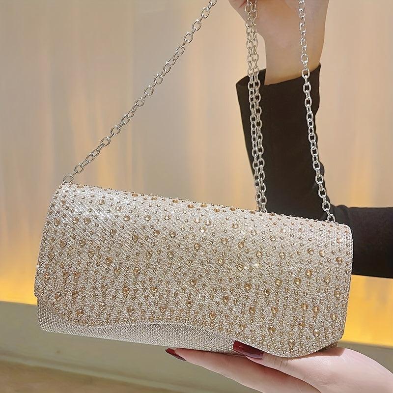 Rhinestone Decor Evening Bag Envelope Clutch Purse for Party Prom