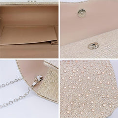 Rhinestone Decor Evening Bag Envelope Clutch Purse for Party Prom