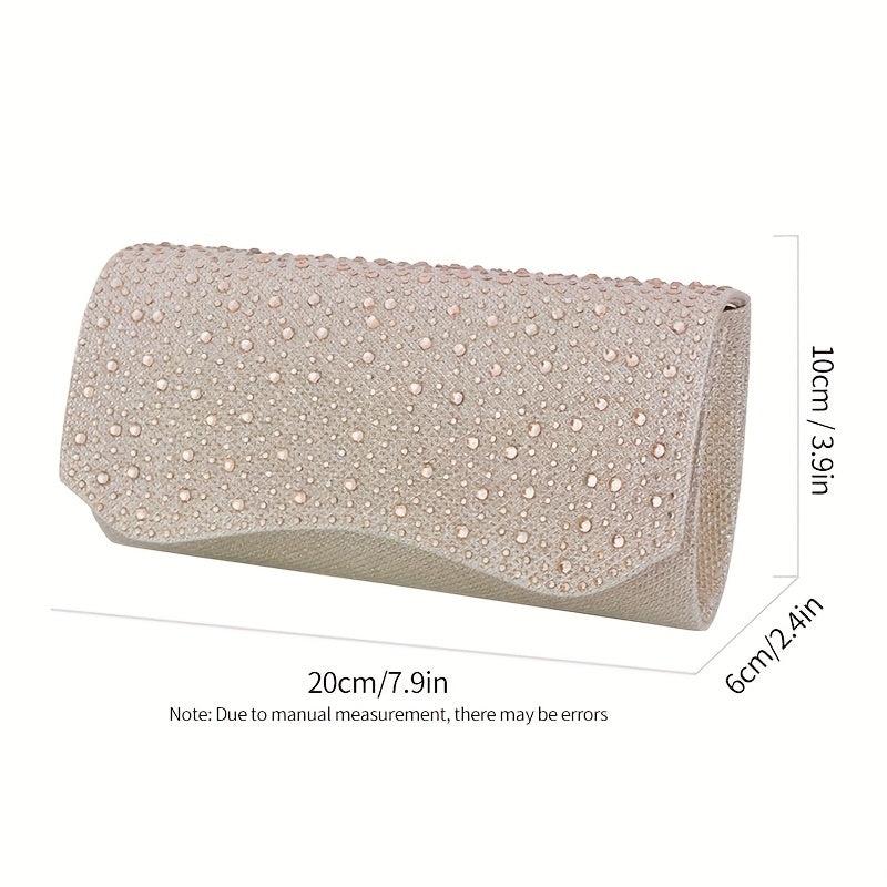 Rhinestone Decor Evening Bag Envelope Clutch Purse for Party Prom