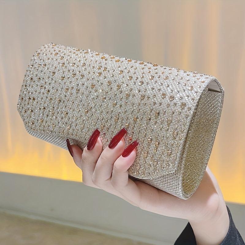 Rhinestone Decor Evening Bag Envelope Clutch Purse for Party Prom