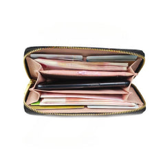 Flower Embossed Long Wallet Bag Zipper Coin Purse Phone Bag