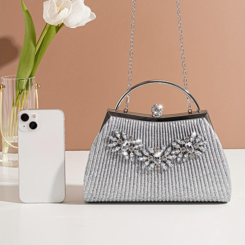 Rhinestone Decor Evening Bag Crossbody Chain Bag