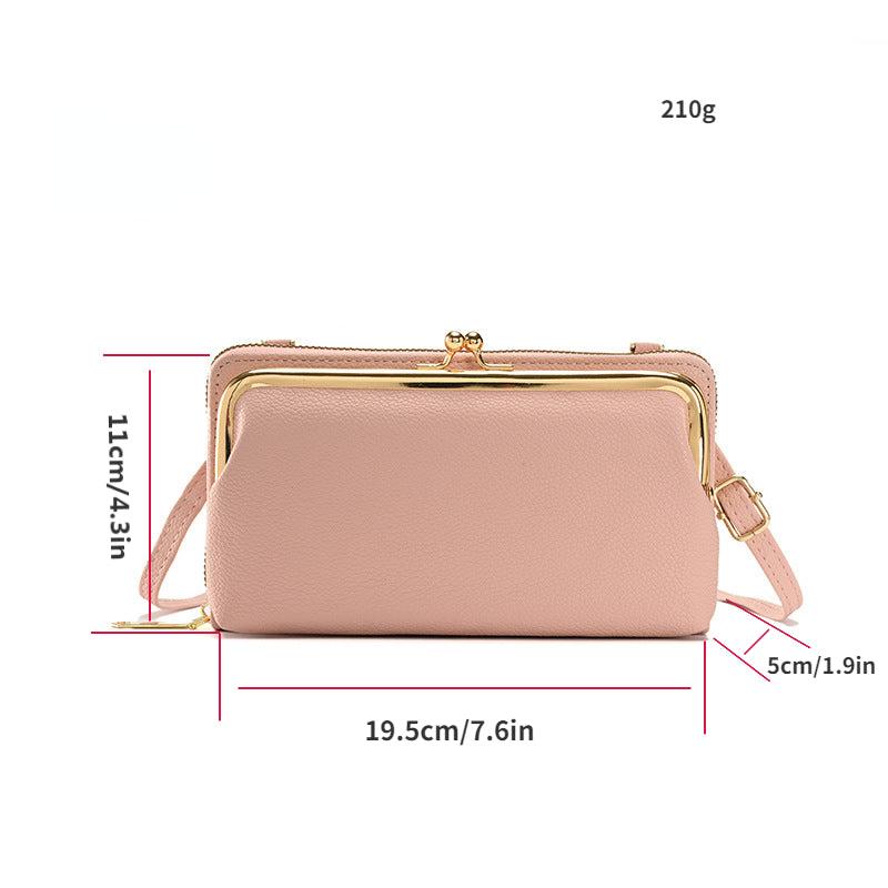 Casual PU Leather Frame Bag with Kiss Lock Women's Handbag