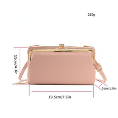 Casual PU Leather Frame Bag with Kiss Lock Women's Handbag
