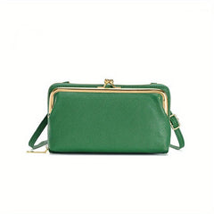 Casual PU Leather Frame Bag with Kiss Lock Women's Handbag