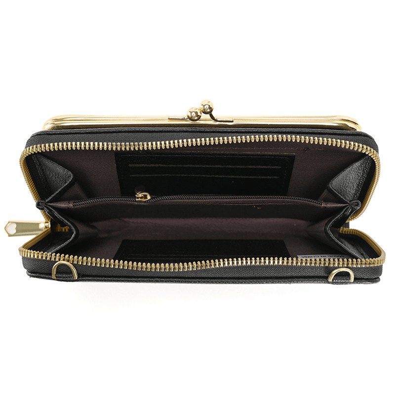 Casual PU Leather Frame Bag with Kiss Lock Women's Handbag