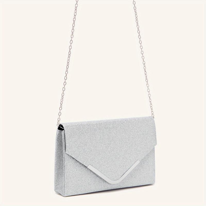 Metal Decor Evening Bag Glitter Sequin Chain Clutch Bag