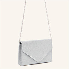 Metal Decor Evening Bag Glitter Sequin Chain Clutch Bag