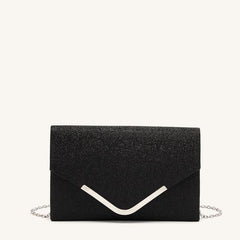 Metal Decor Evening Bag Glitter Sequin Chain Clutch Bag