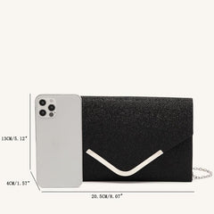 Metal Decor Evening Bag Glitter Sequin Chain Clutch Bag