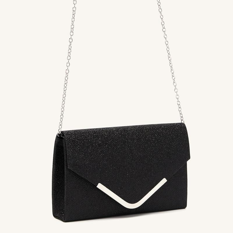 Metal Decor Evening Bag Glitter Sequin Chain Clutch Bag