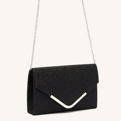 Metal Decor Evening Bag Glitter Sequin Chain Clutch Bag