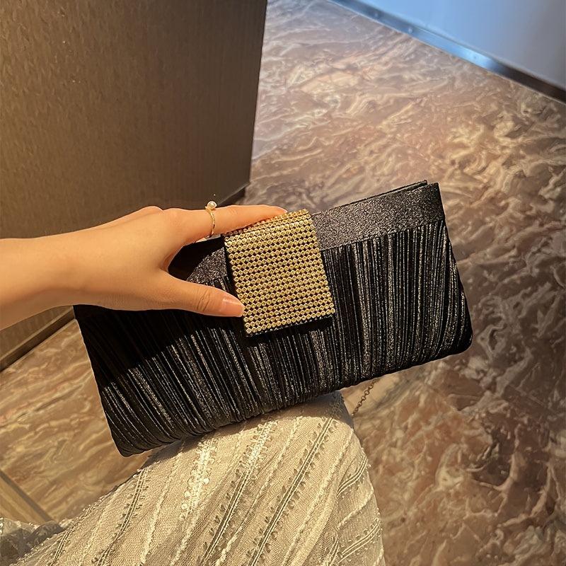Ruched Satin Evening Bag Bride Clutch Purse Women's Handbag For Wedding