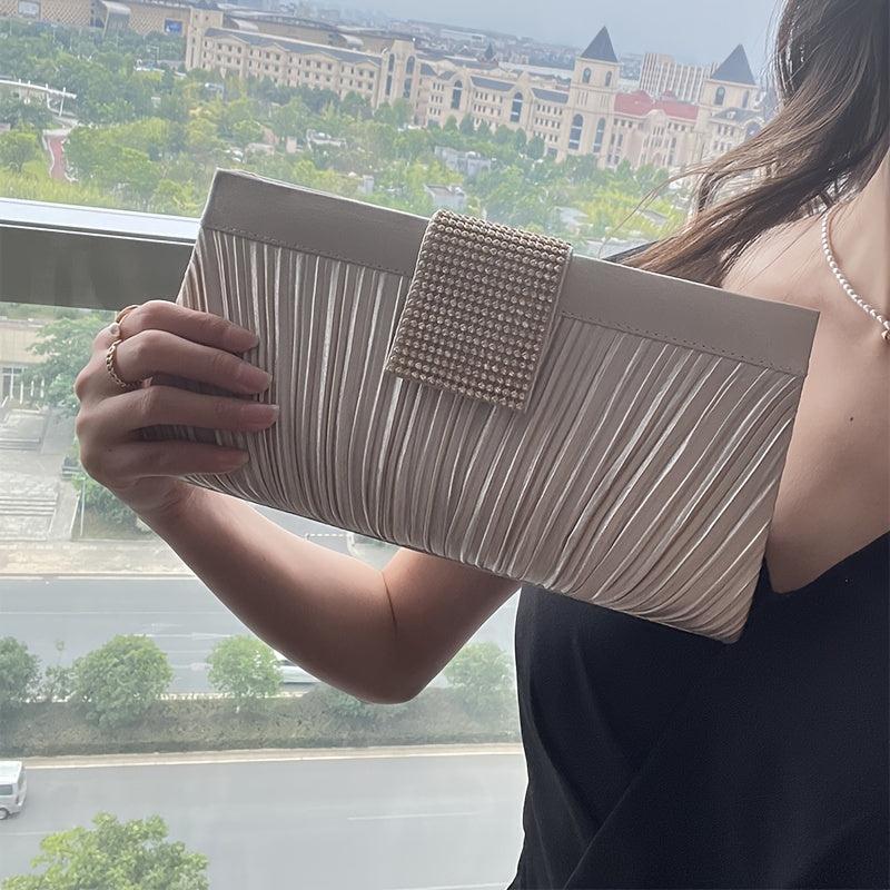 Ruched Satin Evening Bag Bride Clutch Purse Women's Handbag For Wedding