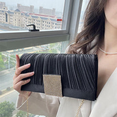 Ruched Satin Evening Bag Bride Clutch Purse Women's Handbag For Wedding