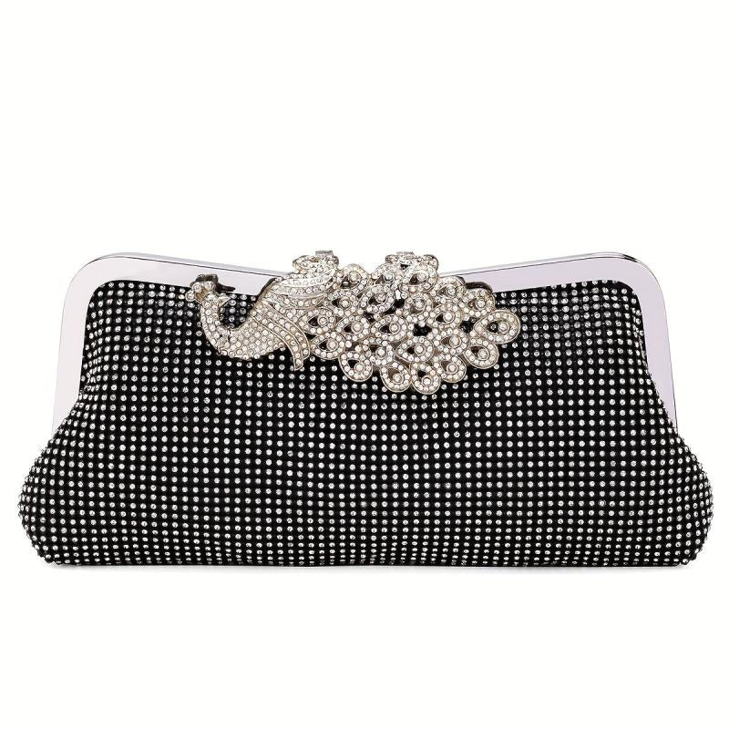 Rhinestone Evening Bag Flower Wedding Bridal Glitter Handbag