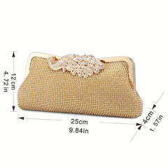 Rhinestone Evening Bag Flower Wedding Bridal Glitter Handbag