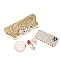 Rhinestone Evening Bag Flower Wedding Bridal Glitter Handbag