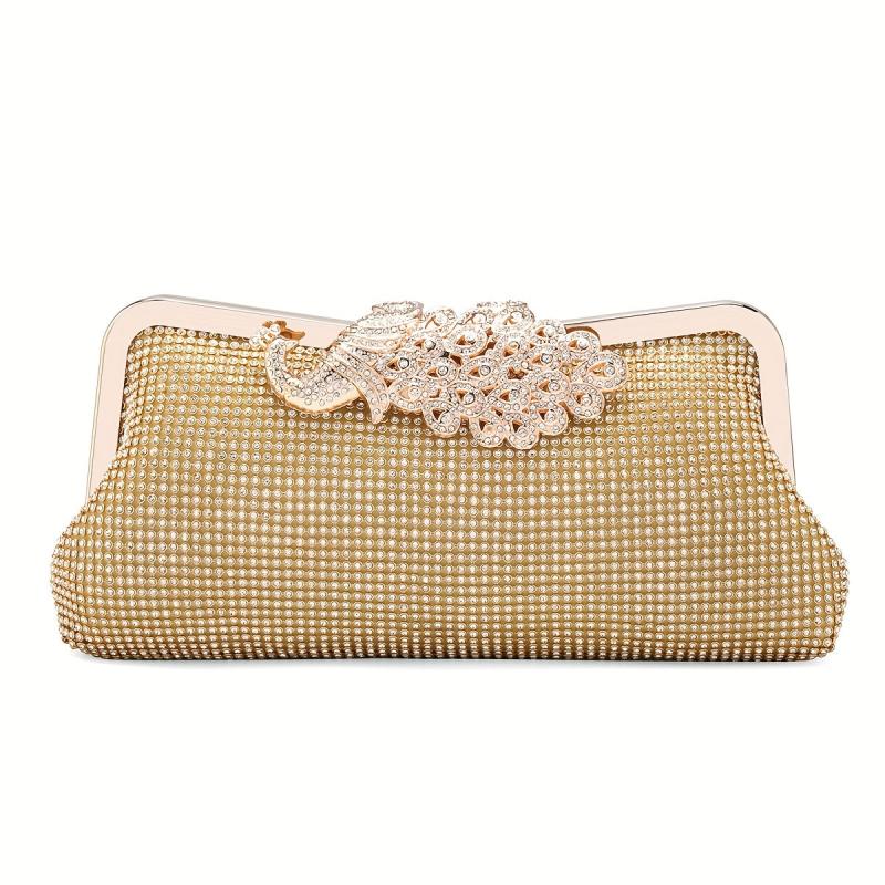 Rhinestone Evening Bag Flower Wedding Bridal Glitter Handbag