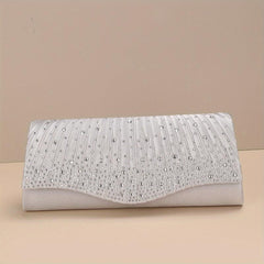 Rhinestone Ruched Evening Bag Chain Clutch Purse Women's Handbags
