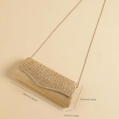 Rhinestone Ruched Evening Bag Chain Clutch Purse Women's Handbags