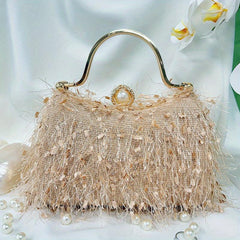 Vintage Top Ring Clutch Purse Women's Handbags For Wedding Party Prom