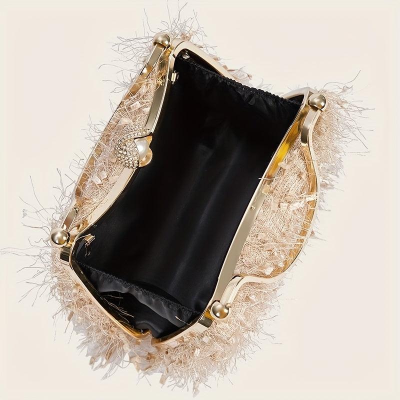 Vintage Top Ring Clutch Purse Women's Handbags For Wedding Party Prom
