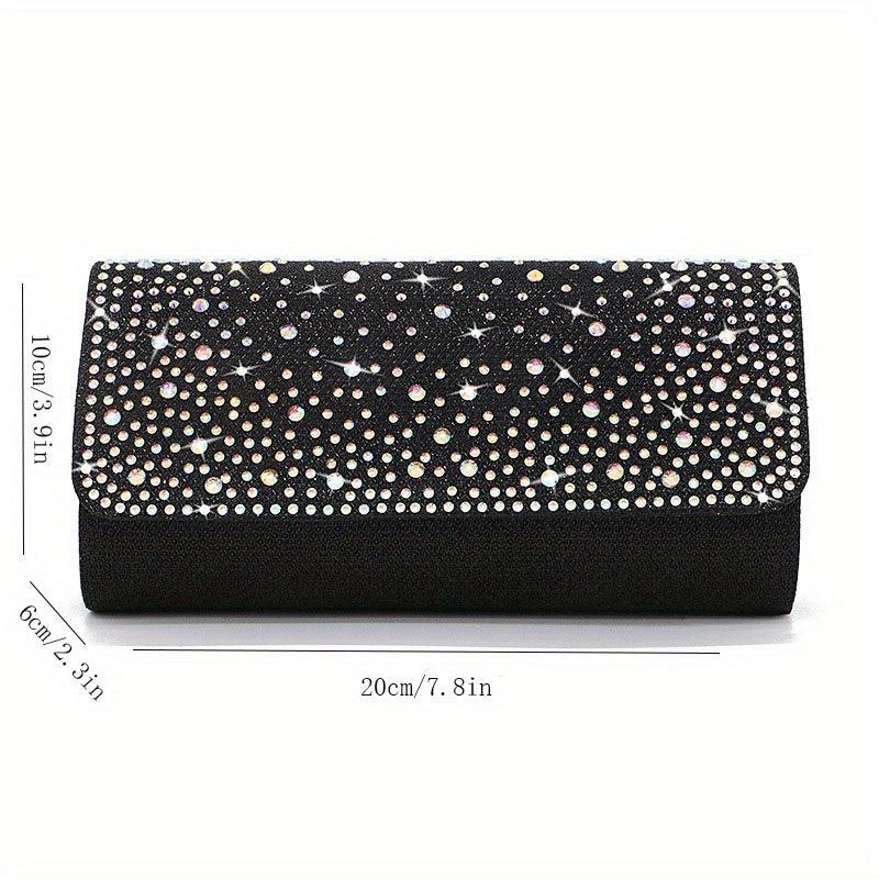 Glitter Rhinestone Evening Bag Folding Clutch Bag for Party Wedding