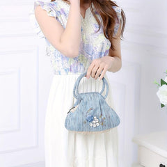 Ethnic Style Shell Decor Handbag Top Handle Clutch Purse for Women