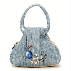 Ethnic Style Shell Decor Handbag Top Handle Clutch Purse for Women