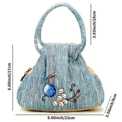 Ethnic Style Shell Decor Handbag Top Handle Clutch Purse for Women