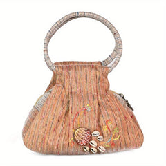 Ethnic Style Shell Decor Handbag Top Handle Clutch Purse for Women
